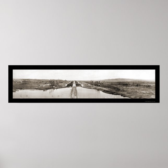 Póster Foto de 1913 de los cerramientos del canal de Pana (Frente)