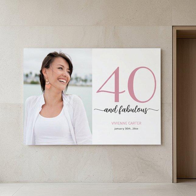 Póster Foto de 40 y fabuloso cumpleaños 40 (40 and Fabulous Photo 40th Birthday Party Poster)