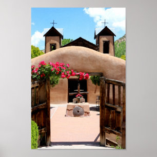 Póster Foto de Adobe Church Sanctuario Chimayo Nuevo Méxi