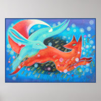 Foto de Animales, Un zorro y una liebre.