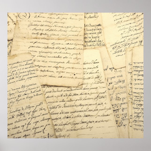 Póster Foto de antiguos manuscritos de época (Frente)
