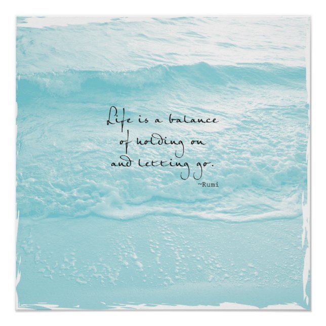 PÓSTER FOTO DE AQUA OCEAN CON RUMI QUOTE (Anverso)