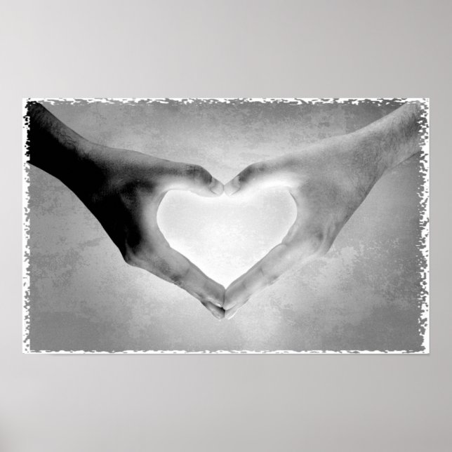 Póster Foto de B&W de Heart Hands (Frente)