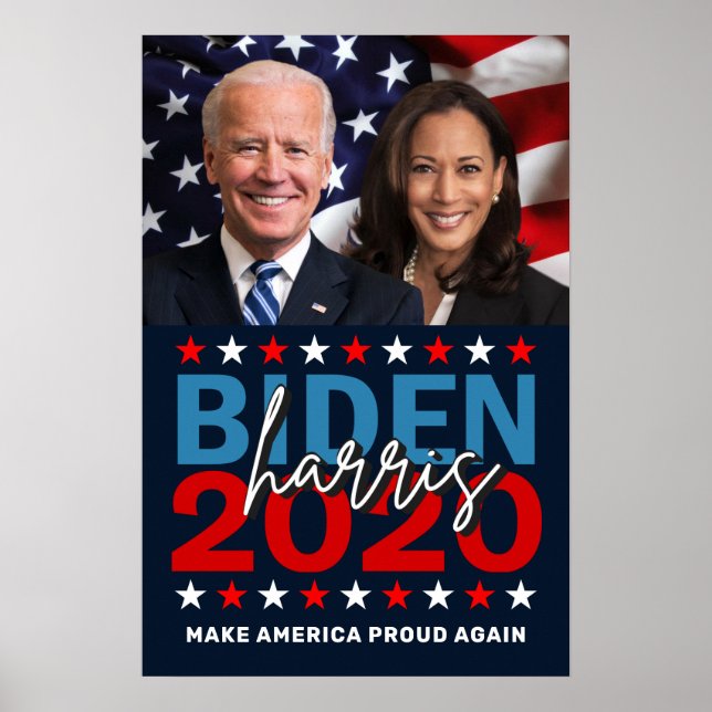Póster Foto de Bandera Patriótica Electoral Biden Harris  (Frente)