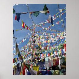 Póster Foto de Banderas de Oración Budista Tibetana