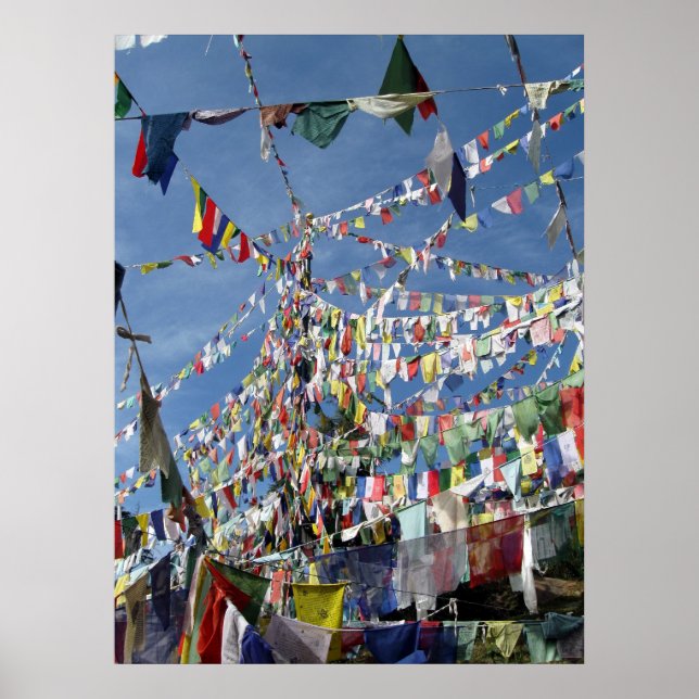 Póster Foto de Banderas de Oración Budista Tibetana (Frente)