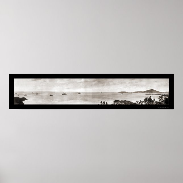 Póster Foto de barcos de Puerto Rico 1914 (Frente)