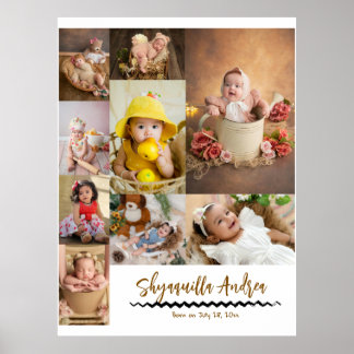 Póster foto de bebé adorable - 9 fotos y texto personaliz