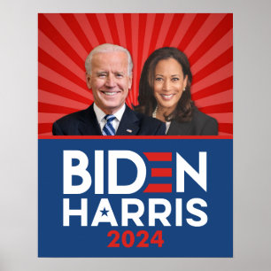 Póster Foto de Biden Harris - 2024 estrellas - Azul blanc
