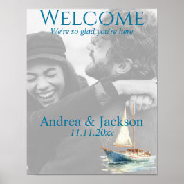 Póster Foto de bienvenida de Boda acuático