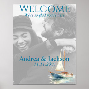 Póster Foto de bienvenida de Boda acuático