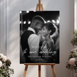 Póster Foto de bienvenida de boda elegante