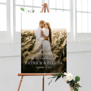 Póster Foto de bienvenida de boda elegante moderna