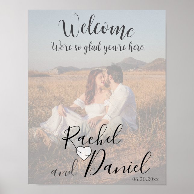 Póster Foto de bienvenida de Boda moderno (Frente)