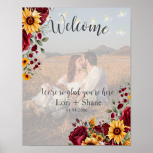 Póster Foto de bienvenida de Rosa Rústico y Boda Aster