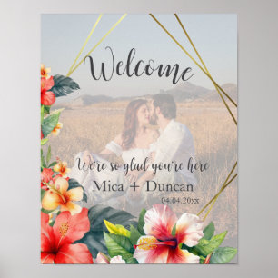 Póster Foto de bienvenida del Boda Tropical Hibiscus