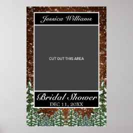 Póster Foto de Black Snowy Wood and Forest Bridal Shower