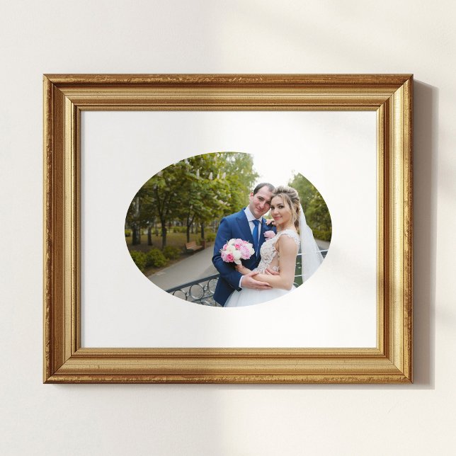 Póster Foto de boda con forma ovalada horizontal (Horizontal Oval Shape Wedding Photo Poster)