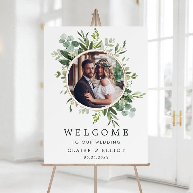 Póster Foto de boda de bienvenida con follaje verde de eu (Subido por el creador)