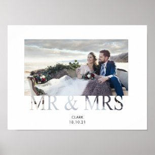Póster Foto de boda de pareja de amor romántico Sr y Sra