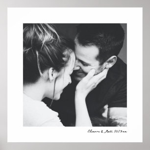 Póster Foto de boda de pareja minimalista en blanco y neg