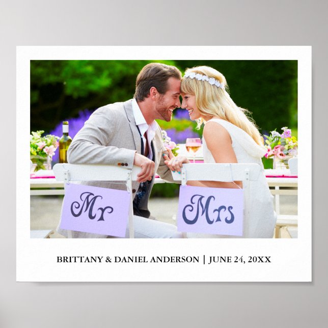 Póster Foto de Boda Minimalista moderno (Frente)