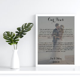 Póster foto de boda personalizada con votos de boda desva
