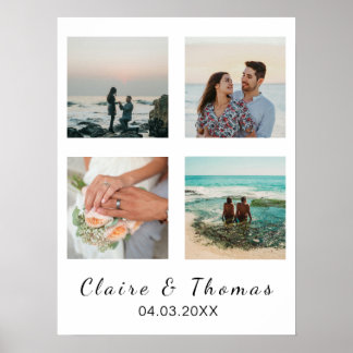 Póster Foto de boda personalizada regalo 4 fotos