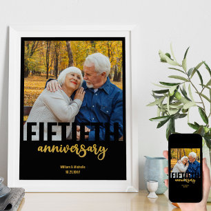 Póster Foto de Bodas de Oro Moderna 50 Aniversario