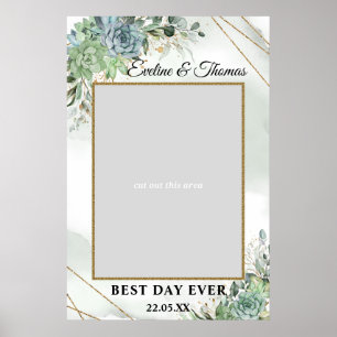 Póster Foto de Boho Succulent eucalipto boda de oro
