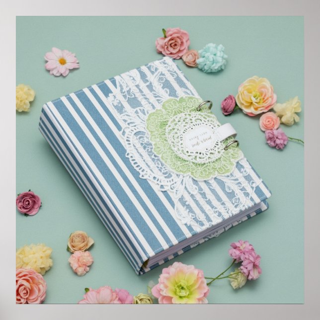 Póster Foto de Bonito impresa con flores (Frente)