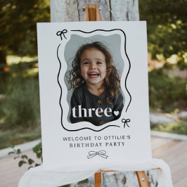 Póster Foto de Bow Wavy Border Signo de bienvenida de ter