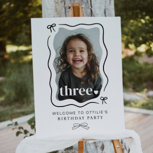 Póster Foto de Bow Wavy Border Signo de bienvenida de ter