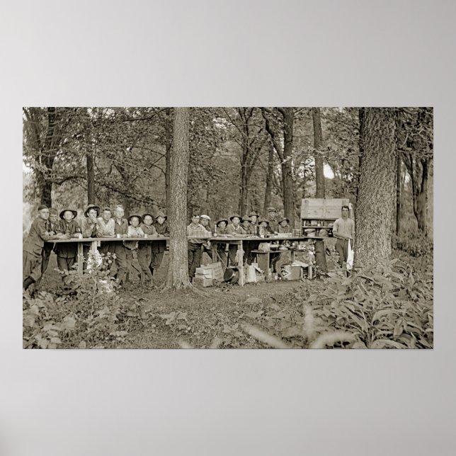 Póster Foto de campamento de boy scout de 1920 (Frente)