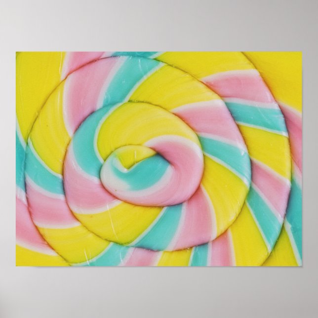 Póster Foto de caramelo espiral arcoíris pastel (Frente)