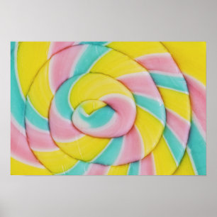 Póster Foto de caramelos pasteles en espiral arcoiris Pas