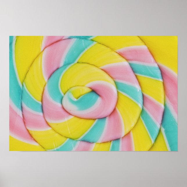 Póster Foto de caramelos pasteles en espiral arcoiris Pas (Frente)