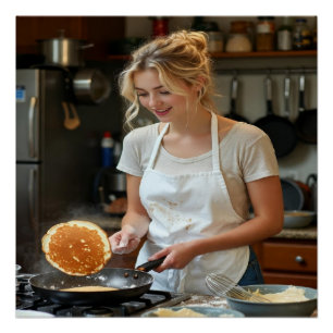 Póster Foto de Cocinar Panqueques Personalizable