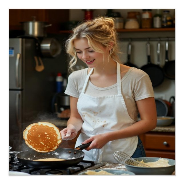 Póster Foto de Cocinar Panqueques Personalizable (Anverso)