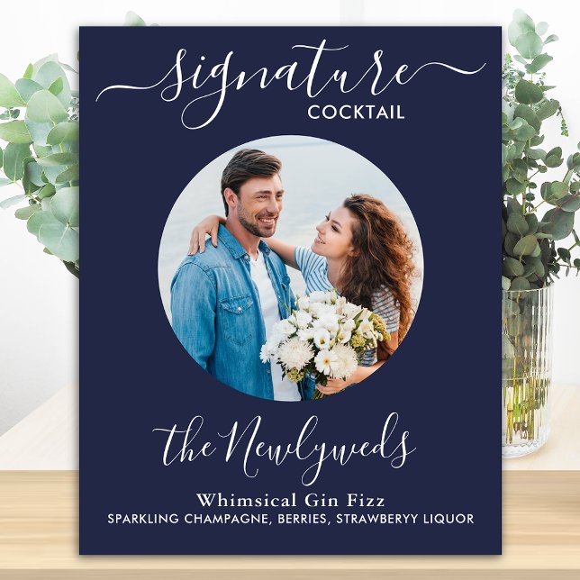 Póster Foto de Cóctel de Firma Barra de Boda Azul Marino (Subido por el creador)