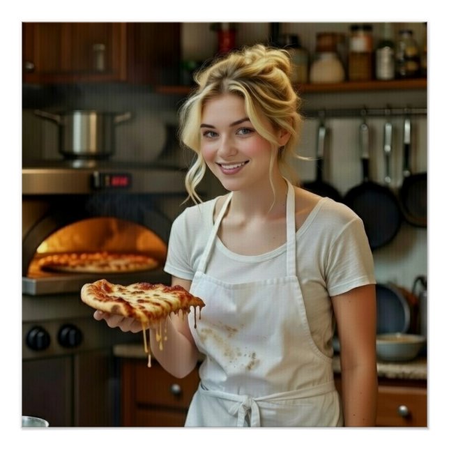 Póster Foto de comer pizza personalizar (Anverso)
