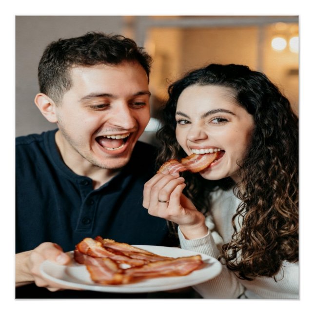 Póster Foto de comer tocino personalizar (Anverso)