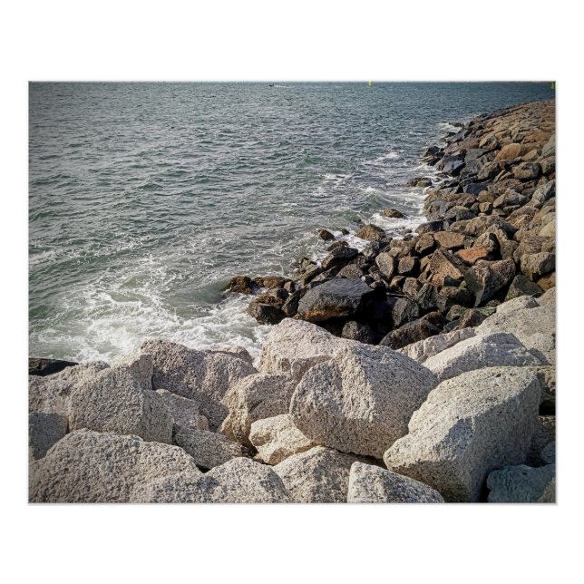 Póster Foto de costa rocosa del océano (Anverso)
