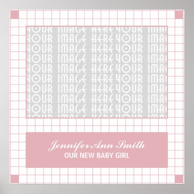 Póster Foto de cuadrícula rosa (Frente)