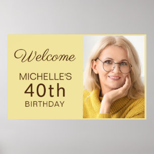 Póster Foto de cumpleaños 40 de mujer amarilla