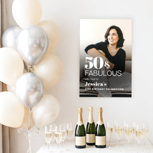 Póster Foto de cumpleaños 50 moderno elegante y audaz