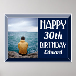 Póster Foto de cumpleaños de la Marina con biselado Art D