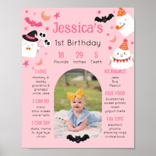 Póster Foto de cumpleaños personalizada rosa espeluznante
