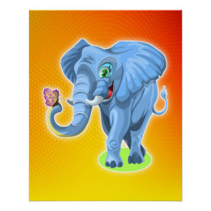 Póster Foto de elefante con mariposa para imprimir
