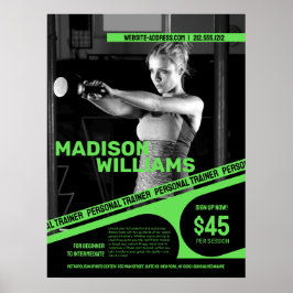 Póster Foto de Entrenador Personal Verde Brillante y Auda